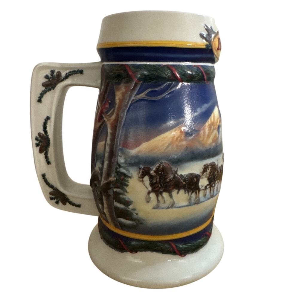 Anheuser Busch Budweiser Holiday Lidded Stein "HOLIDAY IN THE MOUNTAINS" 2000
